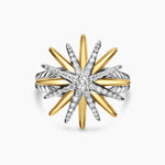 STARBURST RING Sterling Silver with 18K Yellow Gold and Diamonds, 20.7mm
