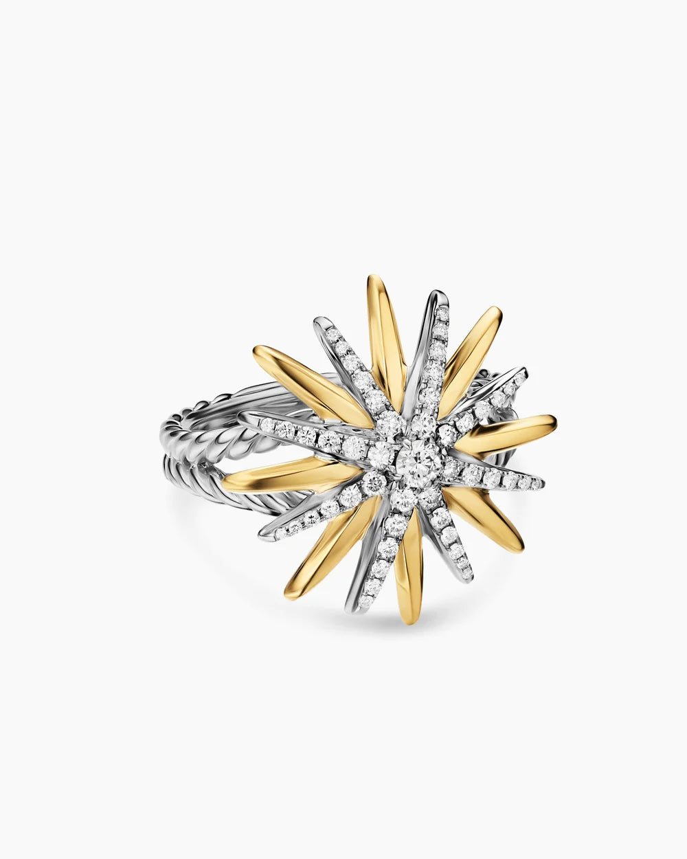 STARBURST RING Sterling Silver with 18K Yellow Gold and Diamonds, 20.7mm