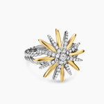 STARBURST RING Sterling Silver with 18K Yellow Gold and Diamonds, 20.7mm