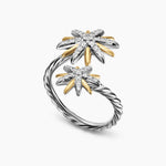 STARBURST BYPASS RING Sterling Silver with 18K Yellow Gold and Diamonds, 24.6mm