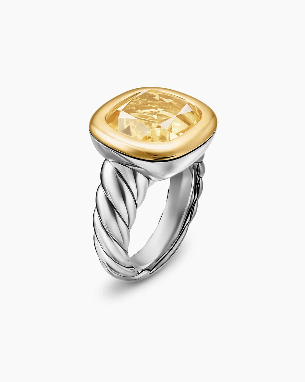 DY MERCER® COLOR STONE RING Sterling Silver with 14K Yellow Gold and Champagne Citrine, 13.5mm