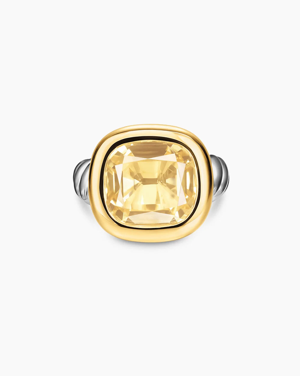 DY MERCER® COLOR STONE RING Sterling Silver with 14K Yellow Gold and Champagne Citrine, 13.5mm