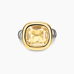 DY MERCER® COLOR STONE RING Sterling Silver with 14K Yellow Gold and Champagne Citrine, 13.5mm