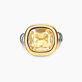 DY MERCER® COLOR STONE RING Sterling Silver with 14K Yellow Gold and Champagne Citrine, 13.5mm