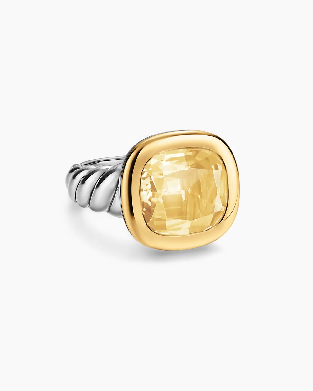 DY MERCER® COLOR STONE RING Sterling Silver with 14K Yellow Gold and Champagne Citrine, 13.5mm