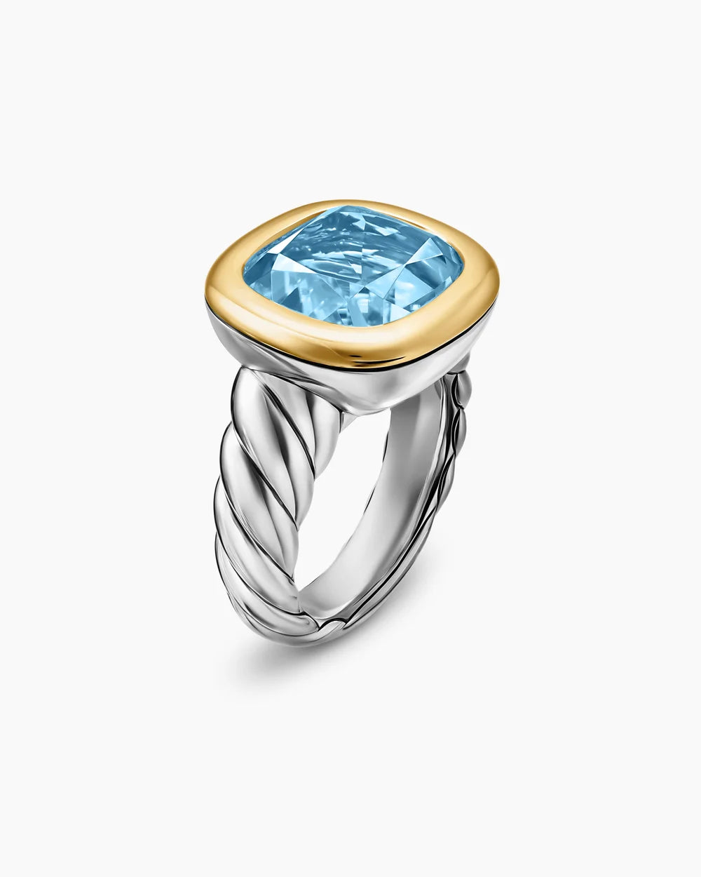 DY MERCER® COLOR STONE RING Sterling Silver with 14K Yellow Gold and Sky Blue Topaz, 13.5mm