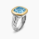 DY MERCER® COLOR STONE RING Sterling Silver with 14K Yellow Gold and Sky Blue Topaz, 13.5mm