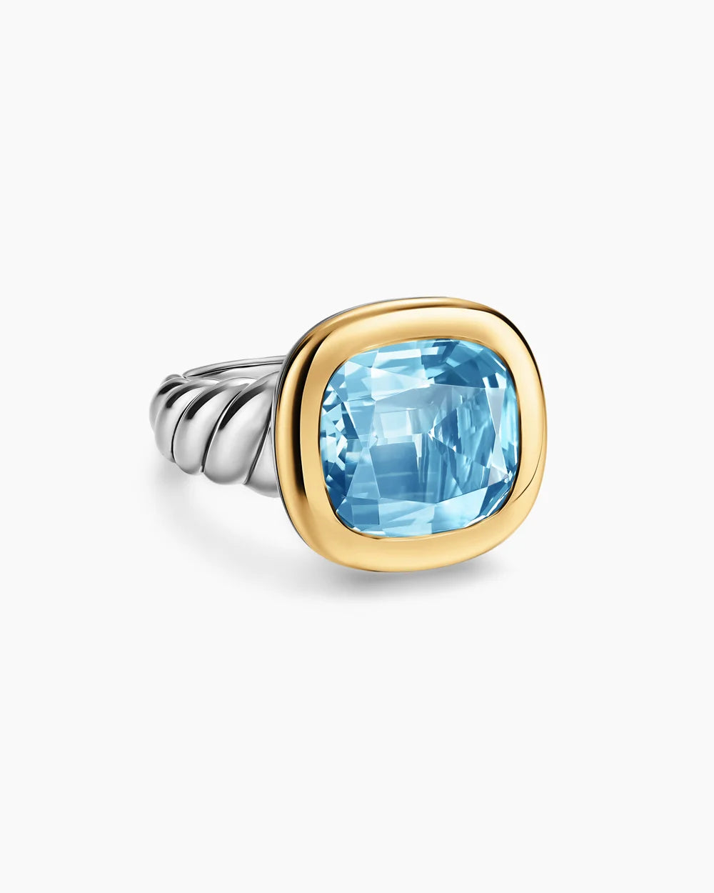 DY MERCER® COLOR STONE RING Sterling Silver with 14K Yellow Gold and Sky Blue Topaz, 13.5mm