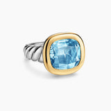 DY MERCER® COLOR STONE RING Sterling Silver with 14K Yellow Gold and Sky Blue Topaz, 13.5mm