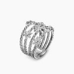 PETITE STARBURST MULTI ROW RING Sterling Silver with Diamonds, 19.4mm