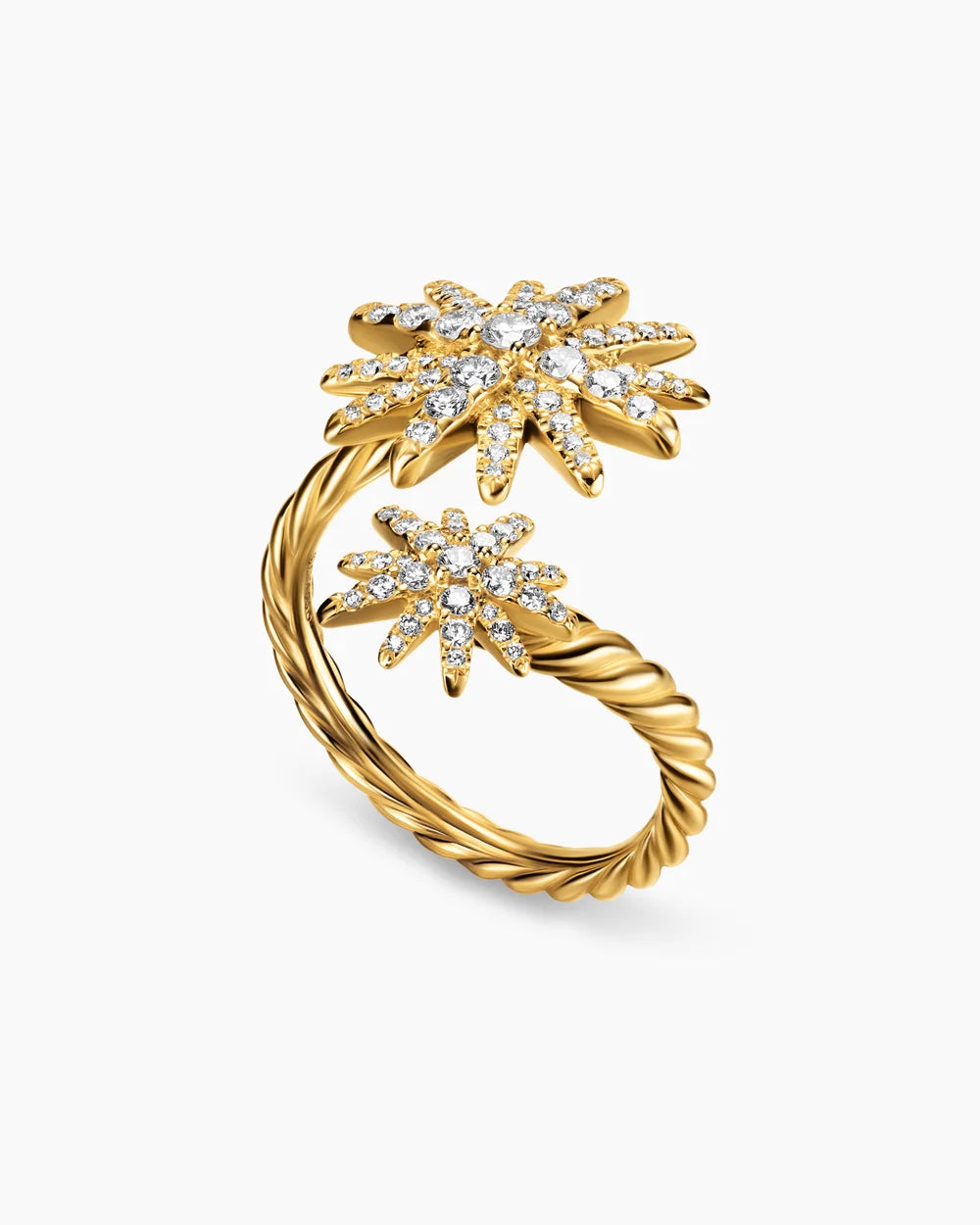 STARBURST BYPASS RING 18K Yellow Gold with Diamonds, 25.3mm