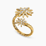 STARBURST BYPASS RING 18K Yellow Gold with Diamonds, 25.3mm