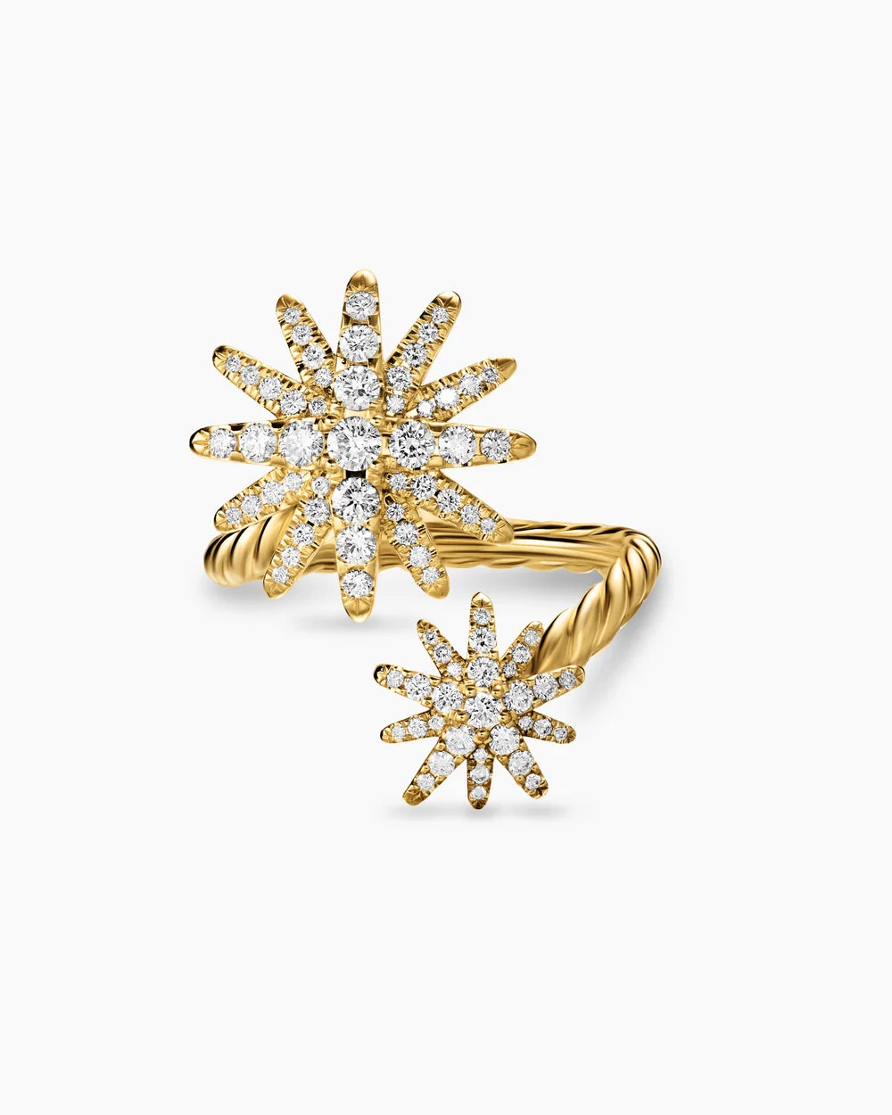 STARBURST BYPASS RING 18K Yellow Gold with Diamonds, 25.3mm