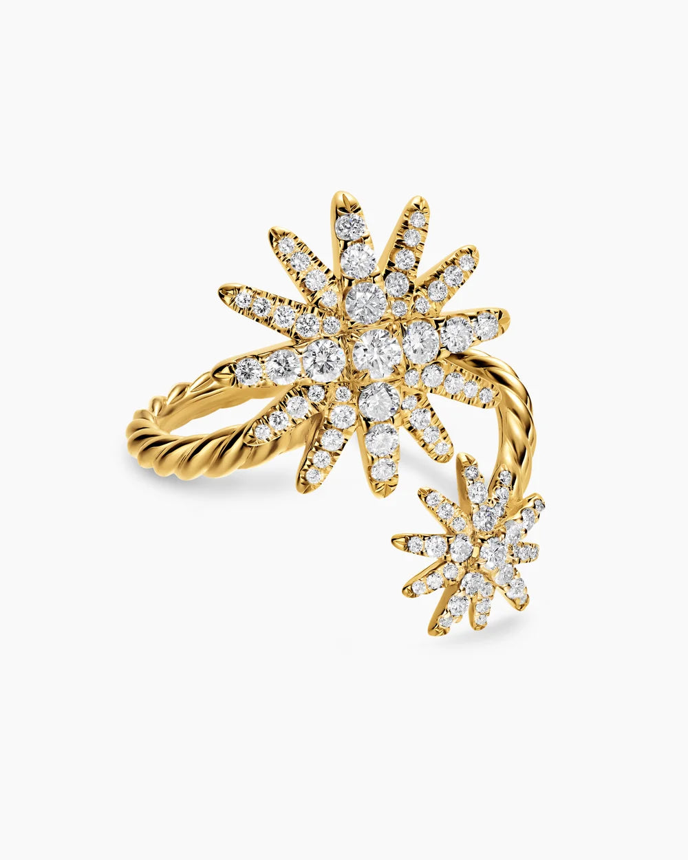 STARBURST BYPASS RING 18K Yellow Gold with Diamonds, 25.3mm