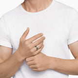 Beveled Band Ring in Black Titanium with Grey Titanium, 6mm
