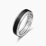 Beveled Band Ring in Grey Titanium with Black Titanium, 6mm
