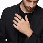 Beveled Band Ring in Grey Titanium with Black Titanium, 6mm
