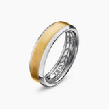 Beveled Band Ring in 18K White and Yellow Gold, 6mm