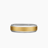 Beveled Band Ring in 18K White and Yellow Gold, 6mm