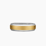 Beveled Band Ring in 18K White and Yellow Gold, 6mm