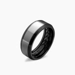 Beveled Band Ring in Black Titanium with Grey Titanium, 8.5mm
