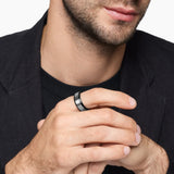 Beveled Band Ring in Black Titanium with Grey Titanium, 8.5mm
