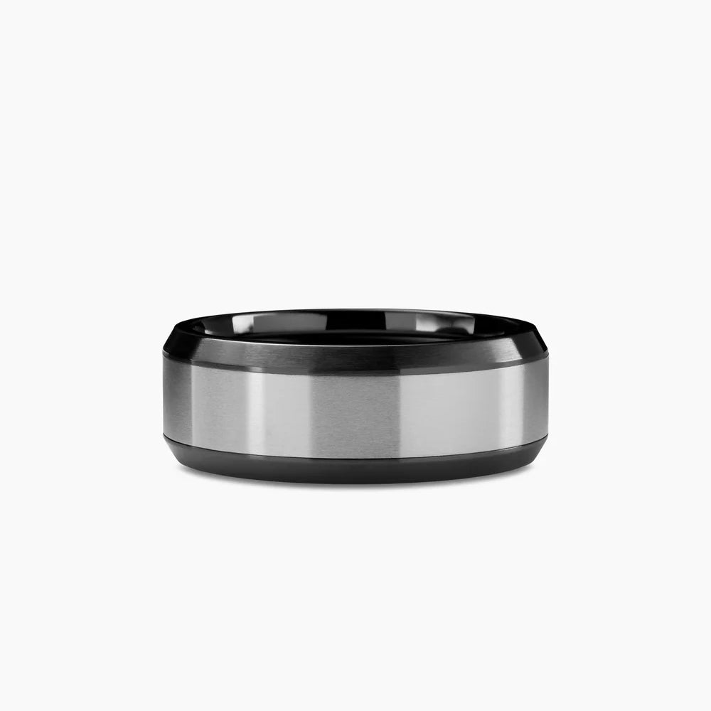 Beveled Band Ring in Black Titanium with Grey Titanium, 8.5mm