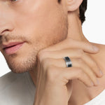 Beveled Band Ring in Grey Titanium with Black Titanium, 8.5mm