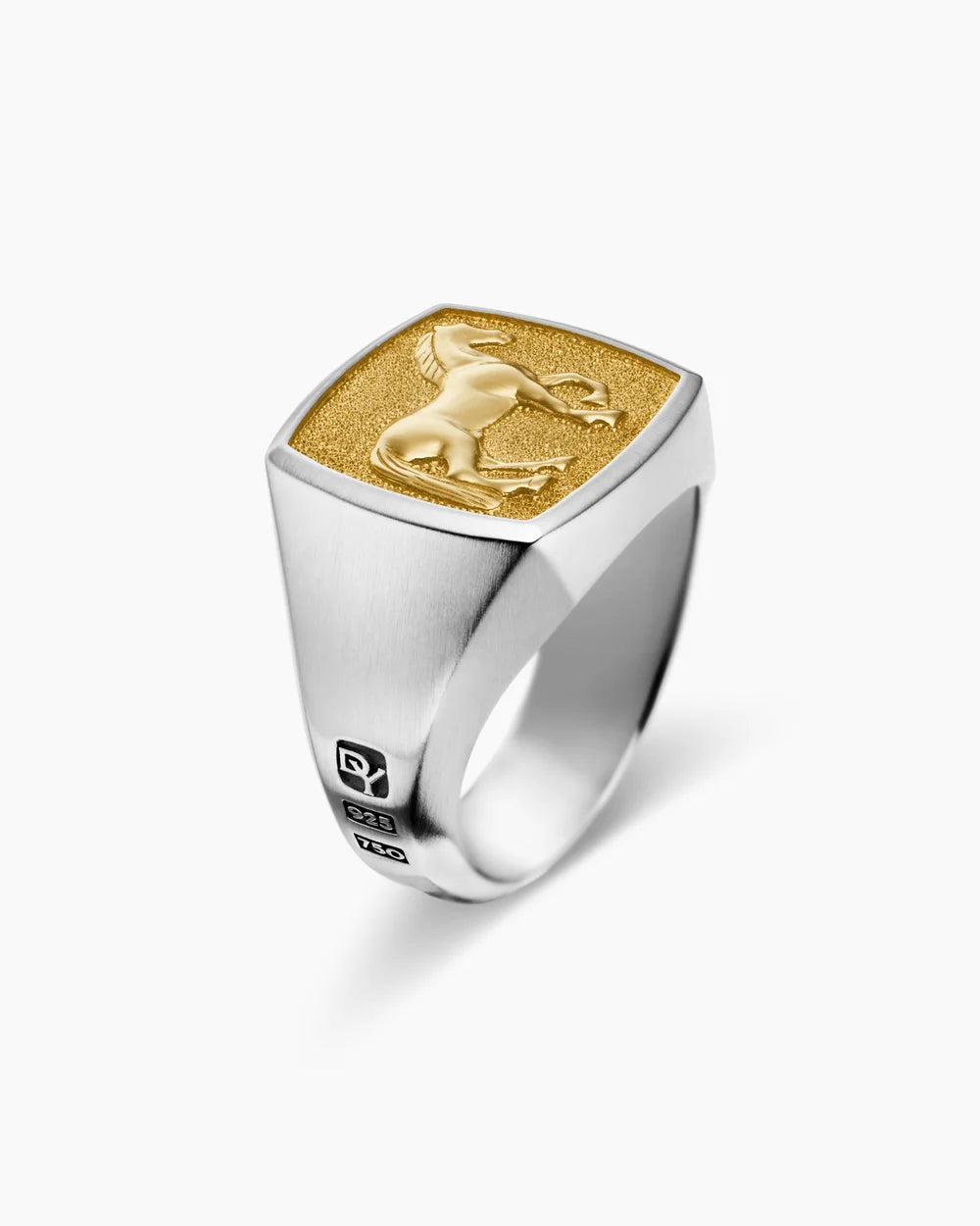 Petrvs® Horse Signet Ring Sterling Silver with 18K Yellow Gold, 18.3mm