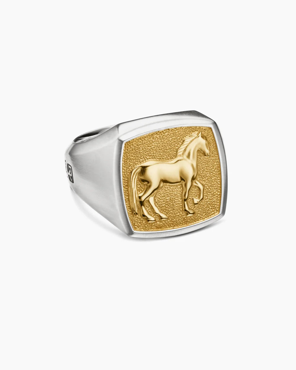 Petrvs® Horse Signet Ring Sterling Silver with 18K Yellow Gold, 18.3mm