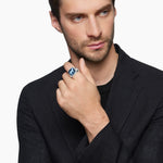 Petrvs® Horse Signet Ring in Sterling Silver with Banded Agate, 18.3mm