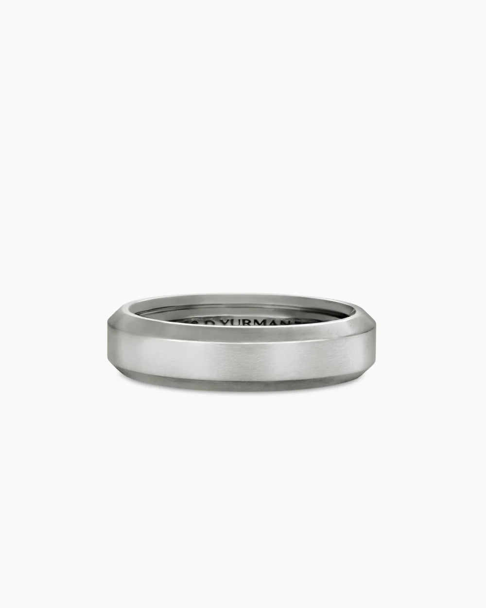 Beveled Band Ring in 18K White Gold, 6mm