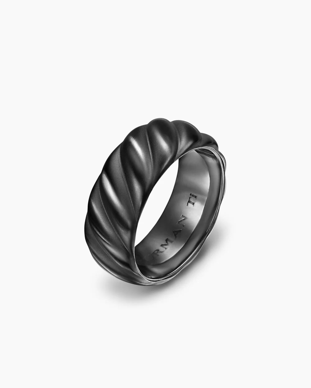 SCULPTED CABLE BAND RING Black Titanium, 9mm
