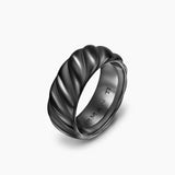 SCULPTED CABLE BAND RING Black Titanium, 9mm