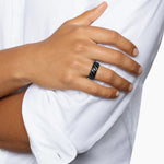 SCULPTED CABLE BAND RING Black Titanium, 9mm