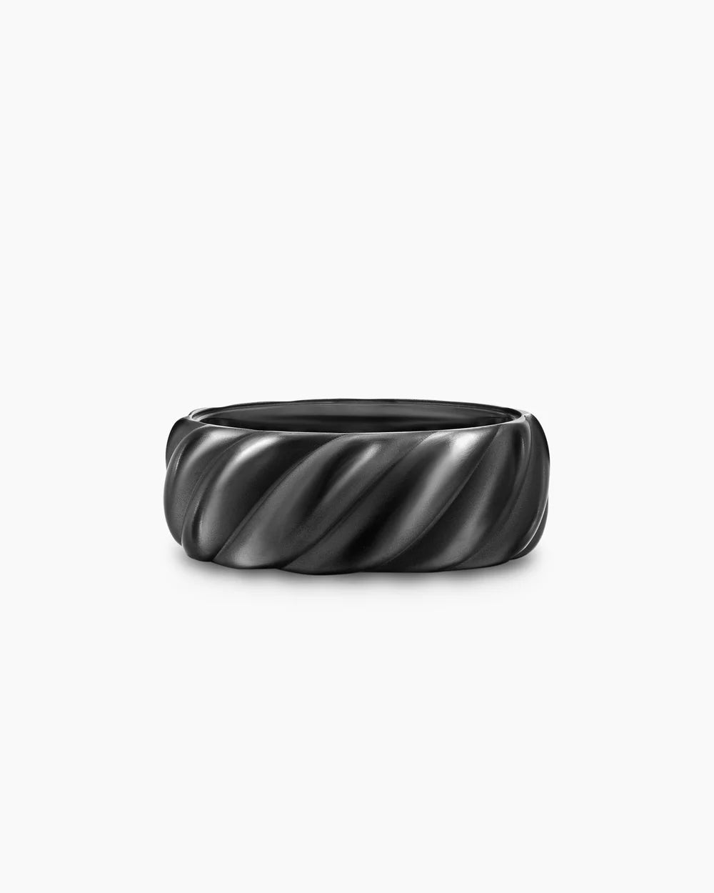 SCULPTED CABLE BAND RING Black Titanium, 9mm