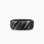 SCULPTED CABLE BAND RING Black Titanium, 9mm