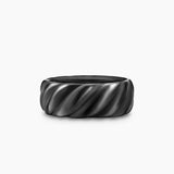 SCULPTED CABLE BAND RING Black Titanium, 9mm