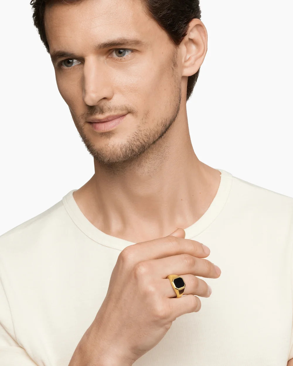 Streamline® Signet Ring 18K Yellow Gold with Black Onyx, 14mm