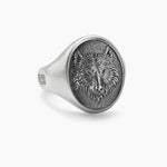 Petrvs® Wolf Signet Ring Sterling Silver, 21.5mm