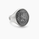 Petrvs® Wolf Signet Ring Sterling Silver, 21.5mm