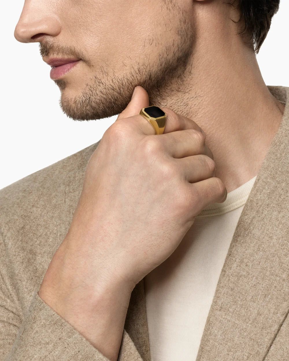 Streamline® Signet Ring 18K Yellow Gold with Black Onyx, 18mm