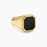 Streamline® Signet Ring 18K Yellow Gold with Black Onyx, 18mm