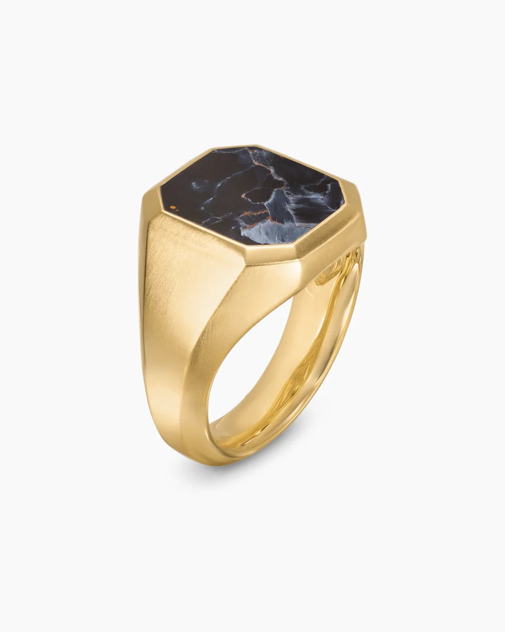 Streamline® Signet Ring 18K Yellow Gold with Pietersite, 18mm