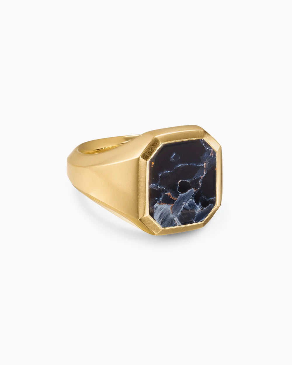 Streamline® Signet Ring 18K Yellow Gold with Pietersite, 18mm