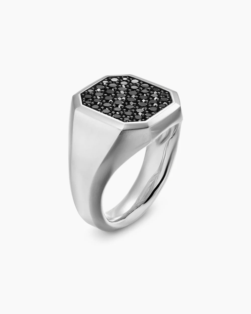 STREAMLINE® SIGNET RING Sterling Silver with Black Diamonds, 18mm