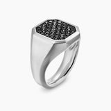 STREAMLINE® SIGNET RING Sterling Silver with Black Diamonds, 18mm