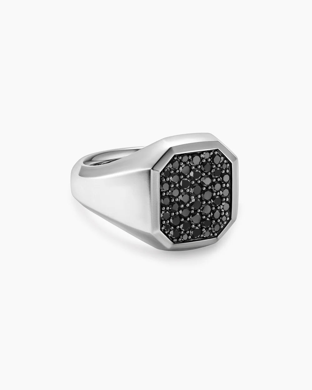 STREAMLINE® SIGNET RING Sterling Silver with Black Diamonds, 18mm