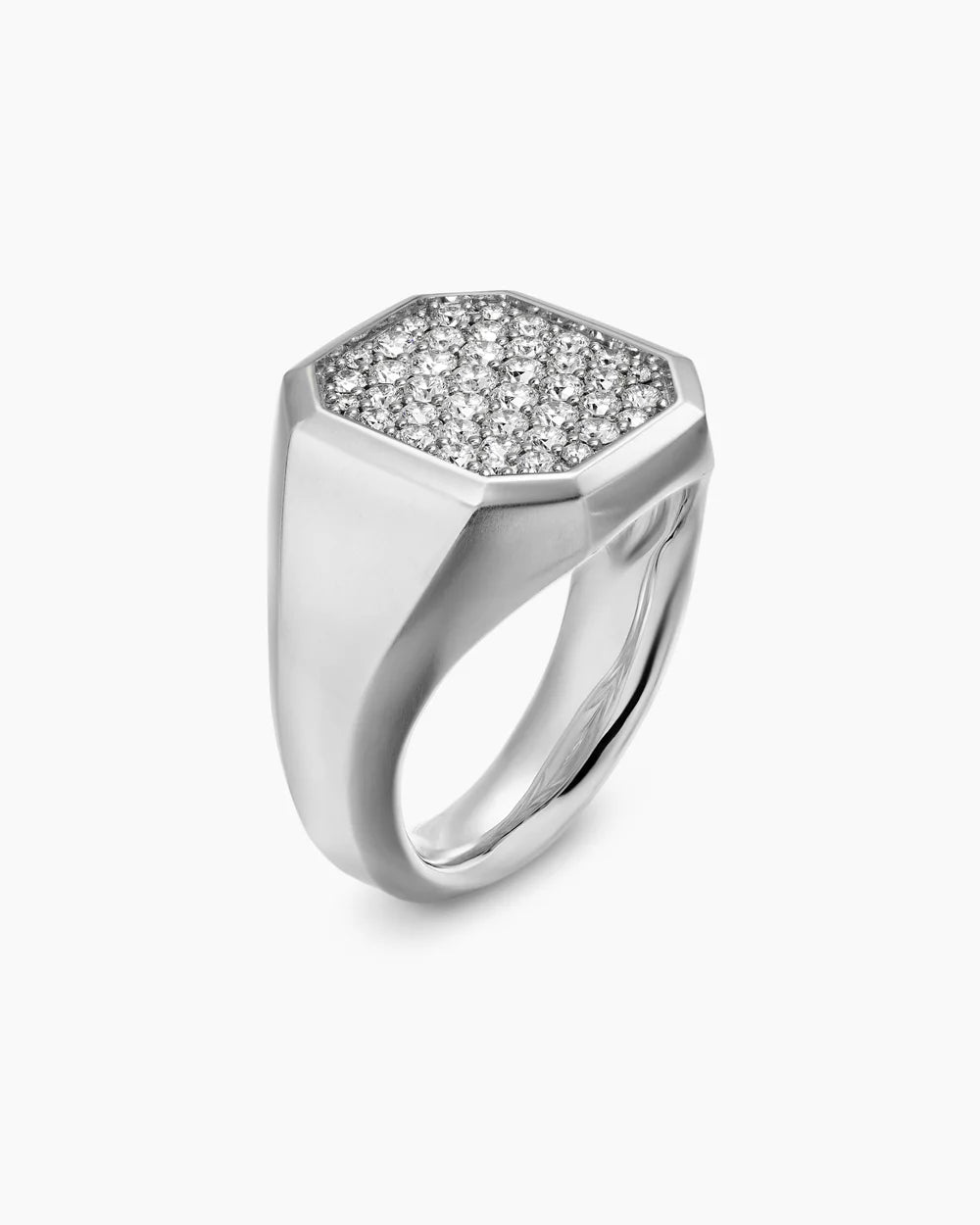 Streamline® Signet Ring Sterling Silver with Diamonds, 18mm