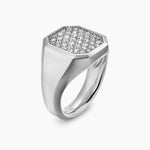 Streamline® Signet Ring Sterling Silver with Diamonds, 18mm